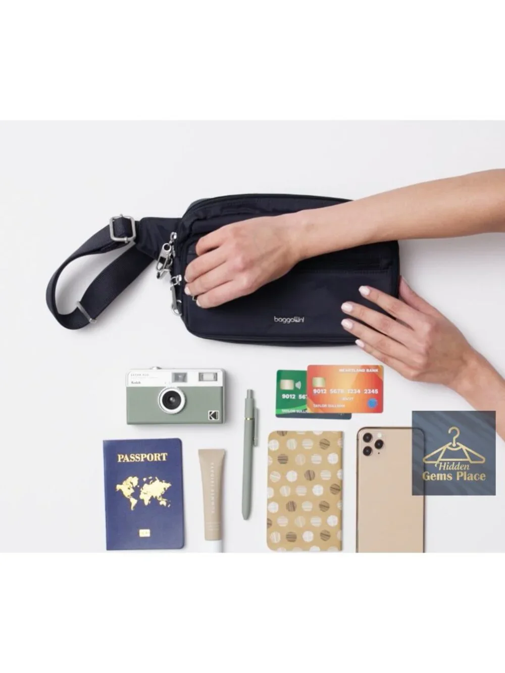 Anti-theft Belt Bag with RFID Protection and Locking Zippers